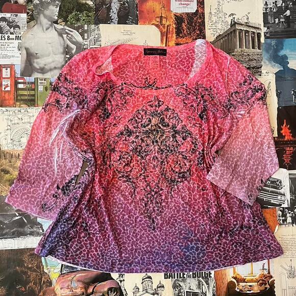 Y2k Appropriate Behavior graphic top pink - Picture 2 of 6